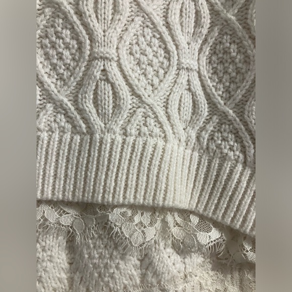 Nicole by Nicole Miller Cable Knit Sweater with Lace Hem - Picture 3 of 5